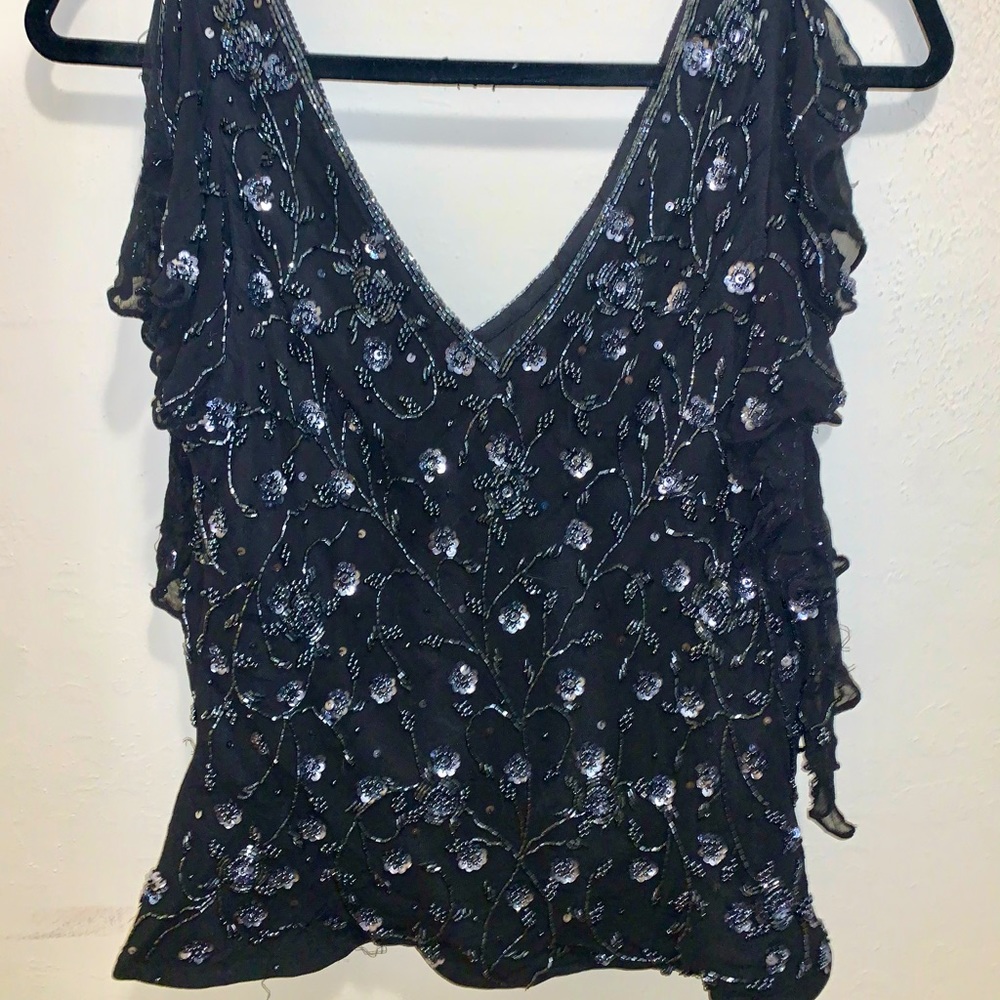 Andretta Donetello Heavily Beaded V-Neck Top